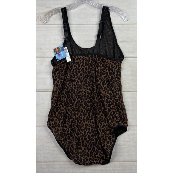 Curvy Couture Bodysuit Size 3XL Leopard Print Mesh Adjustable Stretch Top NWT - Picture 5 of 10